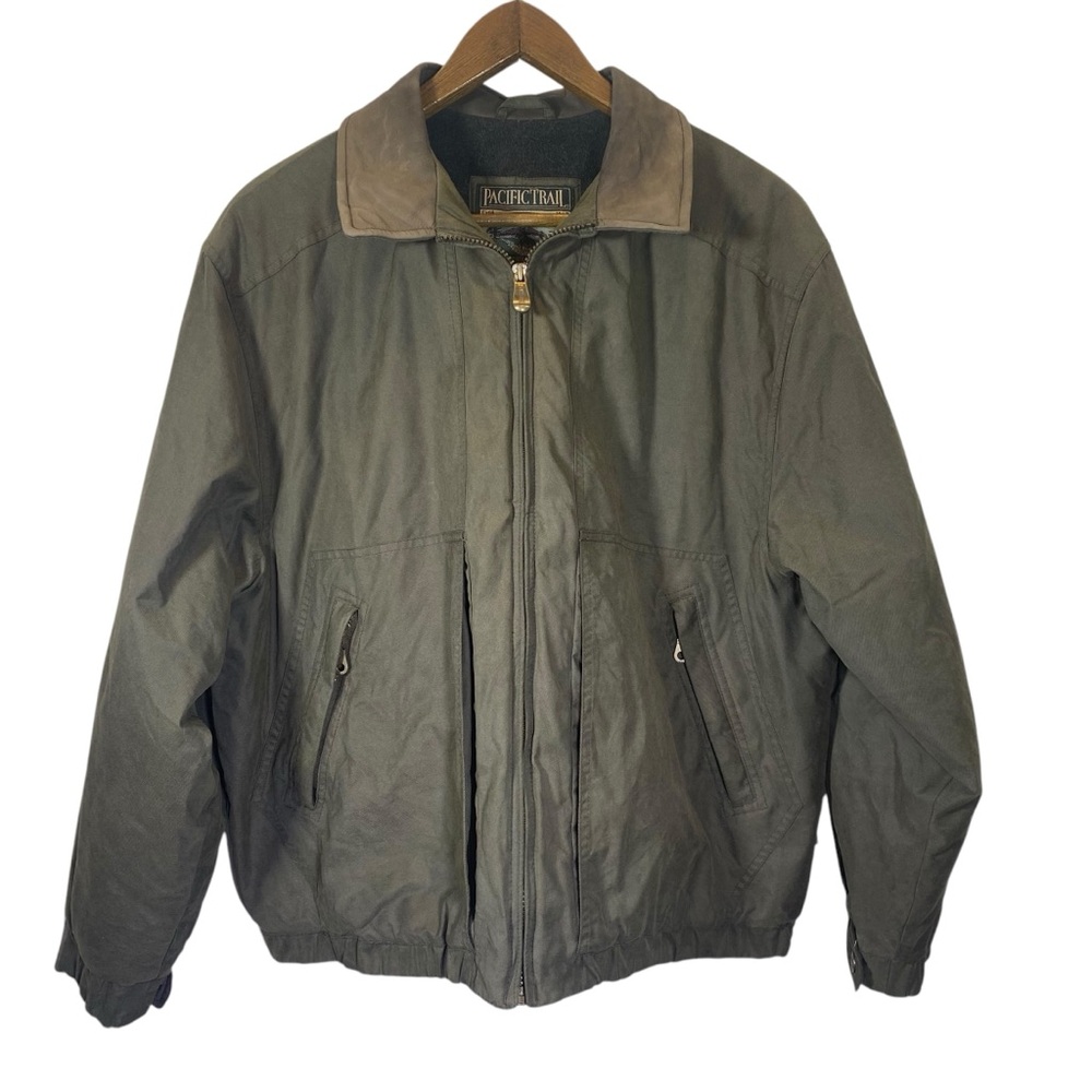 PACIFIC TRAIL Vintage Green Men's Jacket Coat sz Large Fleece Lined Bomber Style